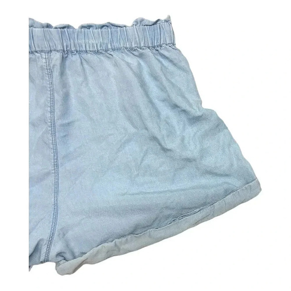 Aerie Paper Bag Waist Blue Shorts Chambray Women's Size Large Belted - Picture 7 of 7